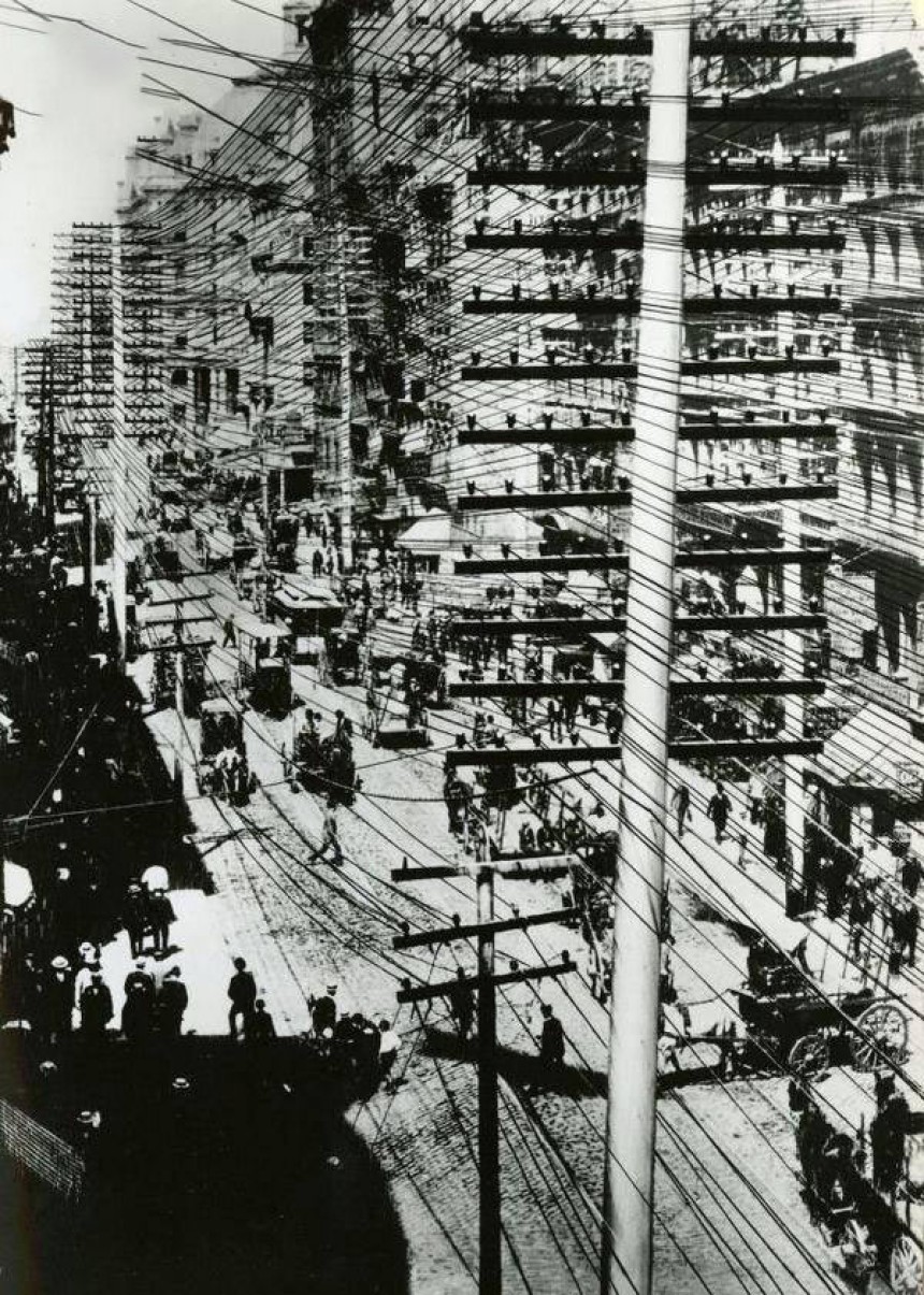Огляд розгалужених телефонних ліній Нью-Йорка в 1903 році