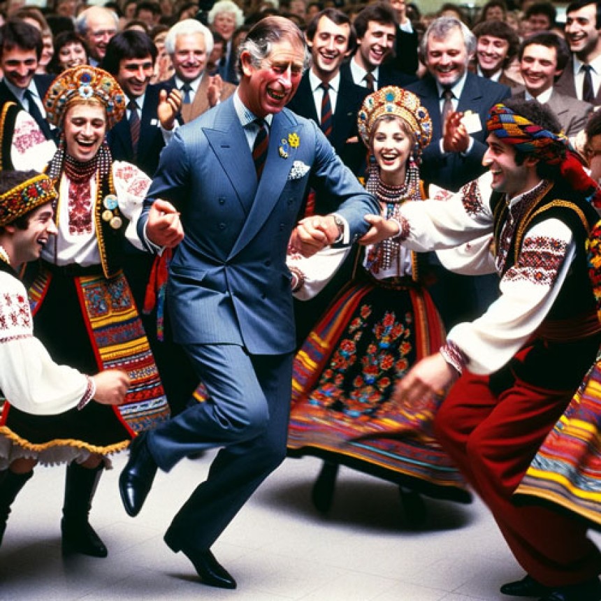 Принц Чарльз у виконанні гопака з українцями, яскрава подія 80-х
