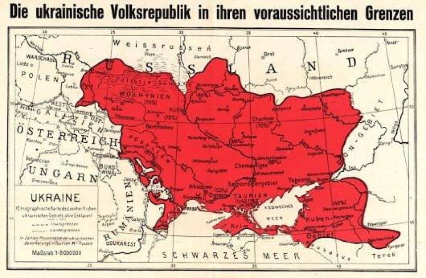 Етнографічна карта України 1918: етнічні кордони на карті